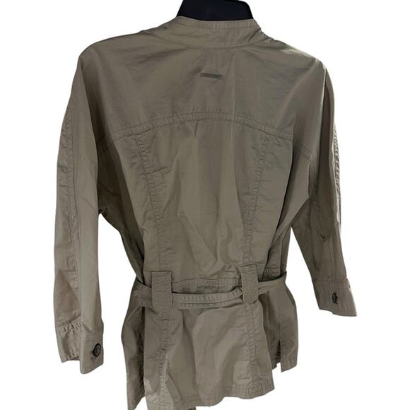 DKNY JEANS Women's Casual Button Khaki Tie Jacket 3/4 Sleeve - Large - Picture 3 of 8
